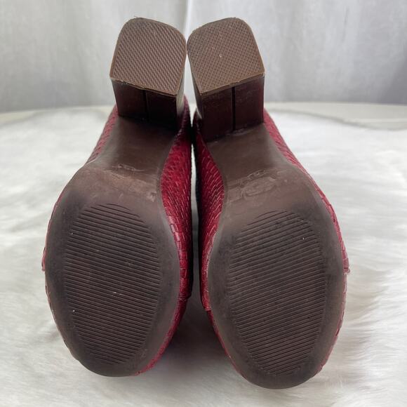 Vintage Brand Dark Red Faux Leather Platform High Heel Ankle Boots Size 6 - Picture 14 of 16